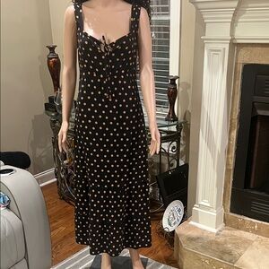 Cynthia Rowley Black and Gold Polka Dot Maxi Dress